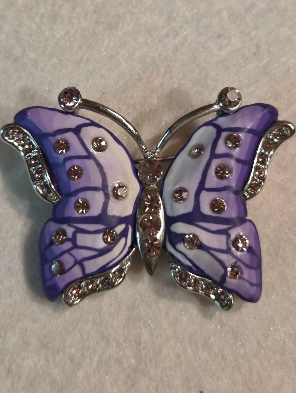 Purple Rhinestone Butterfly Brooch / Pin - Elegant Women's Jewelry